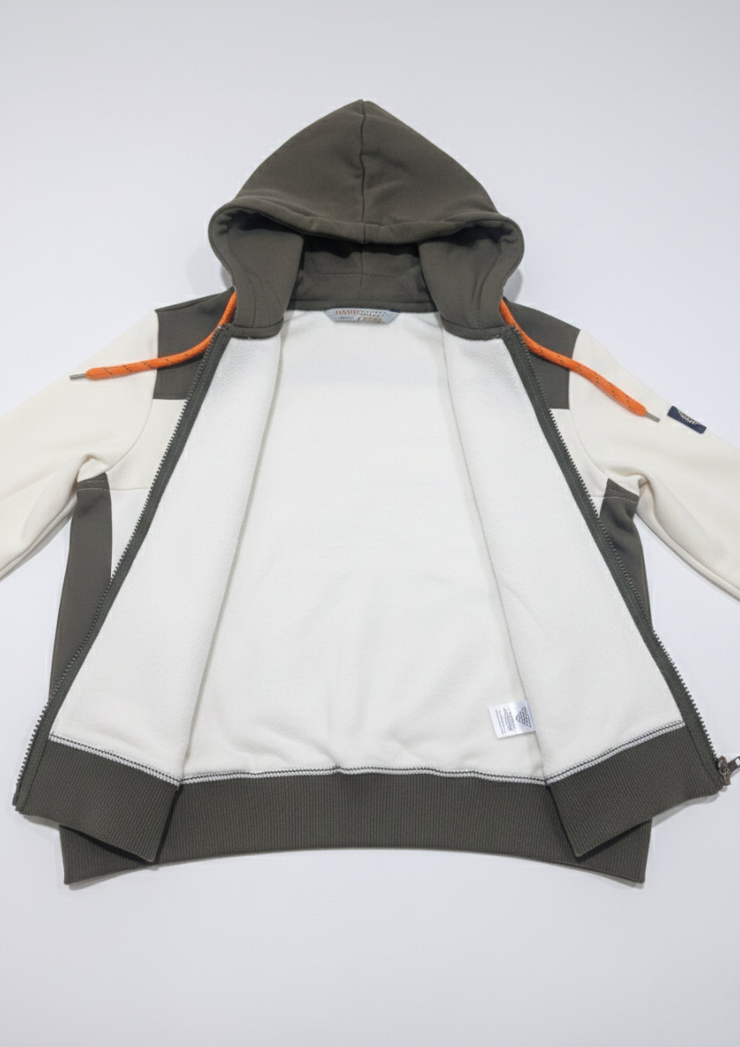 Luxe Dual-Tone Zipper Hoodie – Olive Cream