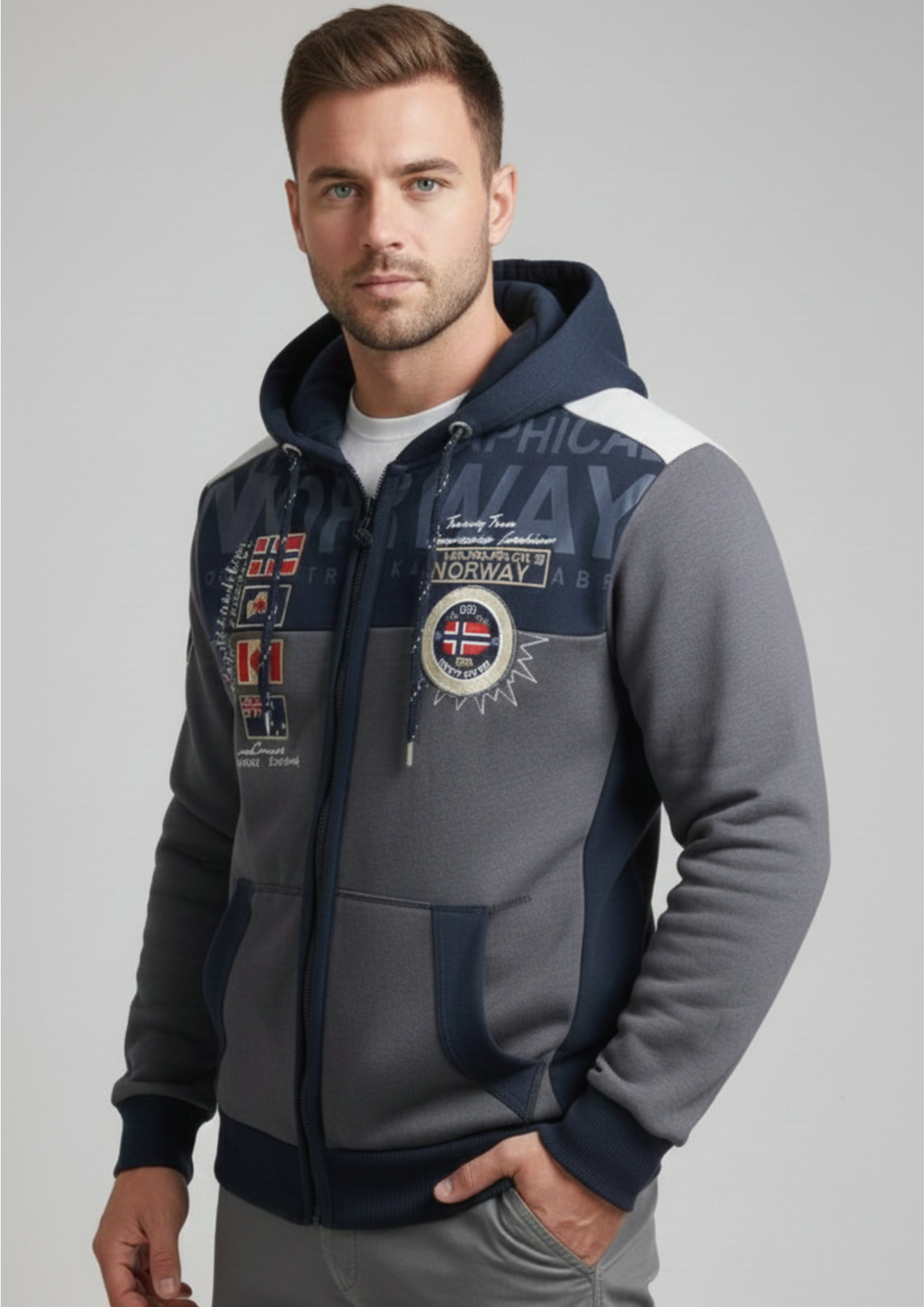 Arctic Navigator Expedition Zipper Hoodie - Navy/Grey