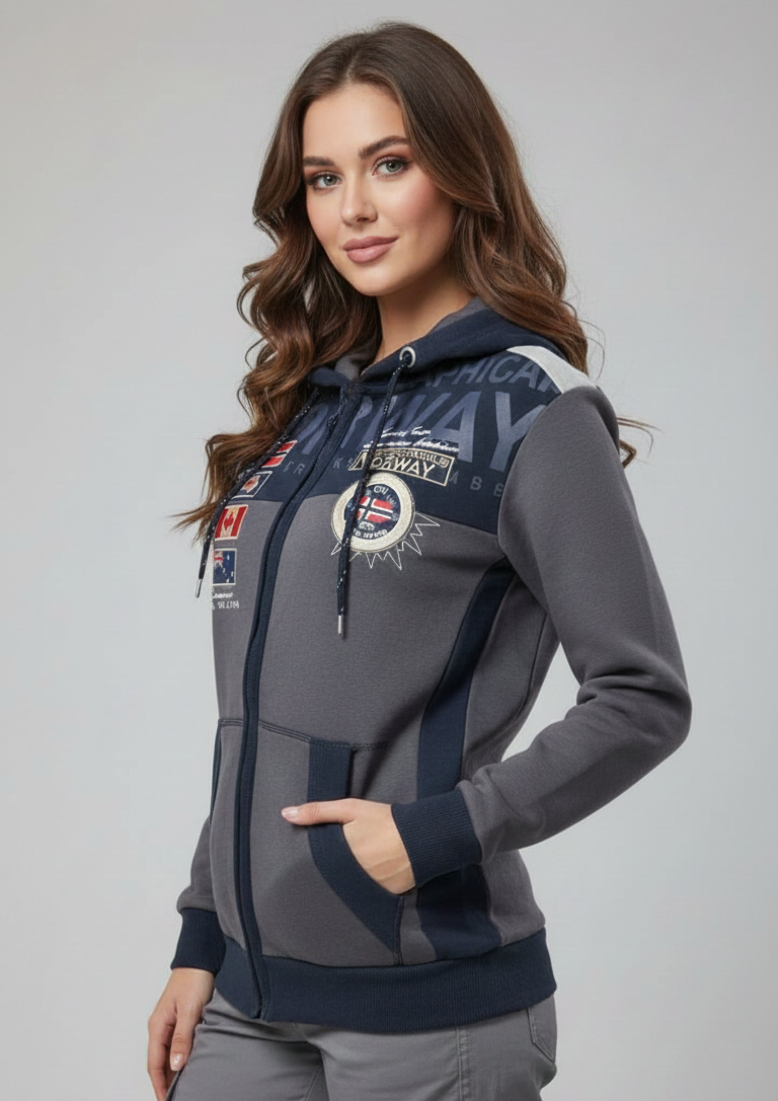 Arctic Navigator Expedition Zipper Hoodie - Navy/Grey