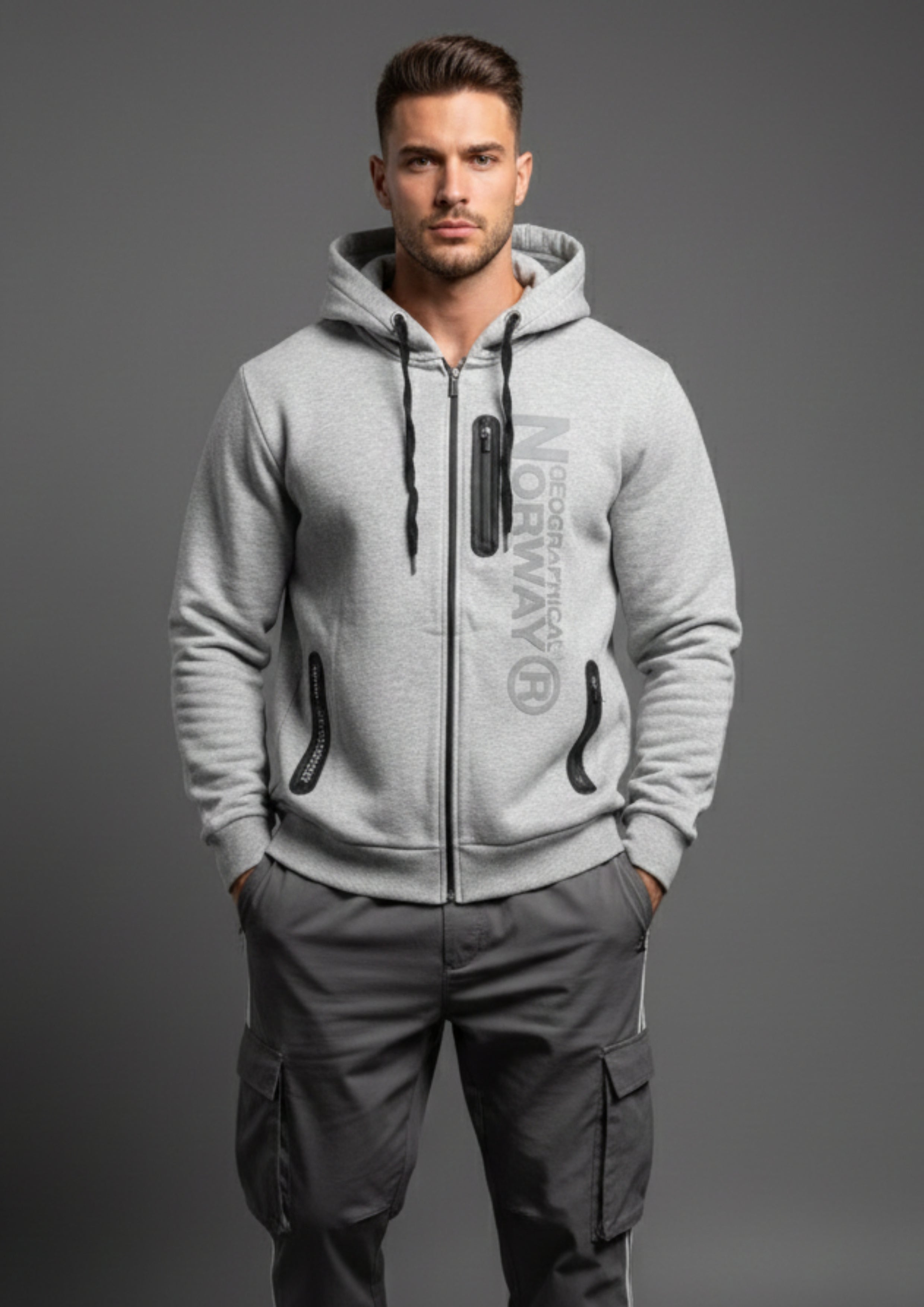 Glacier Elite Zipper Hoodie – Steel Grey