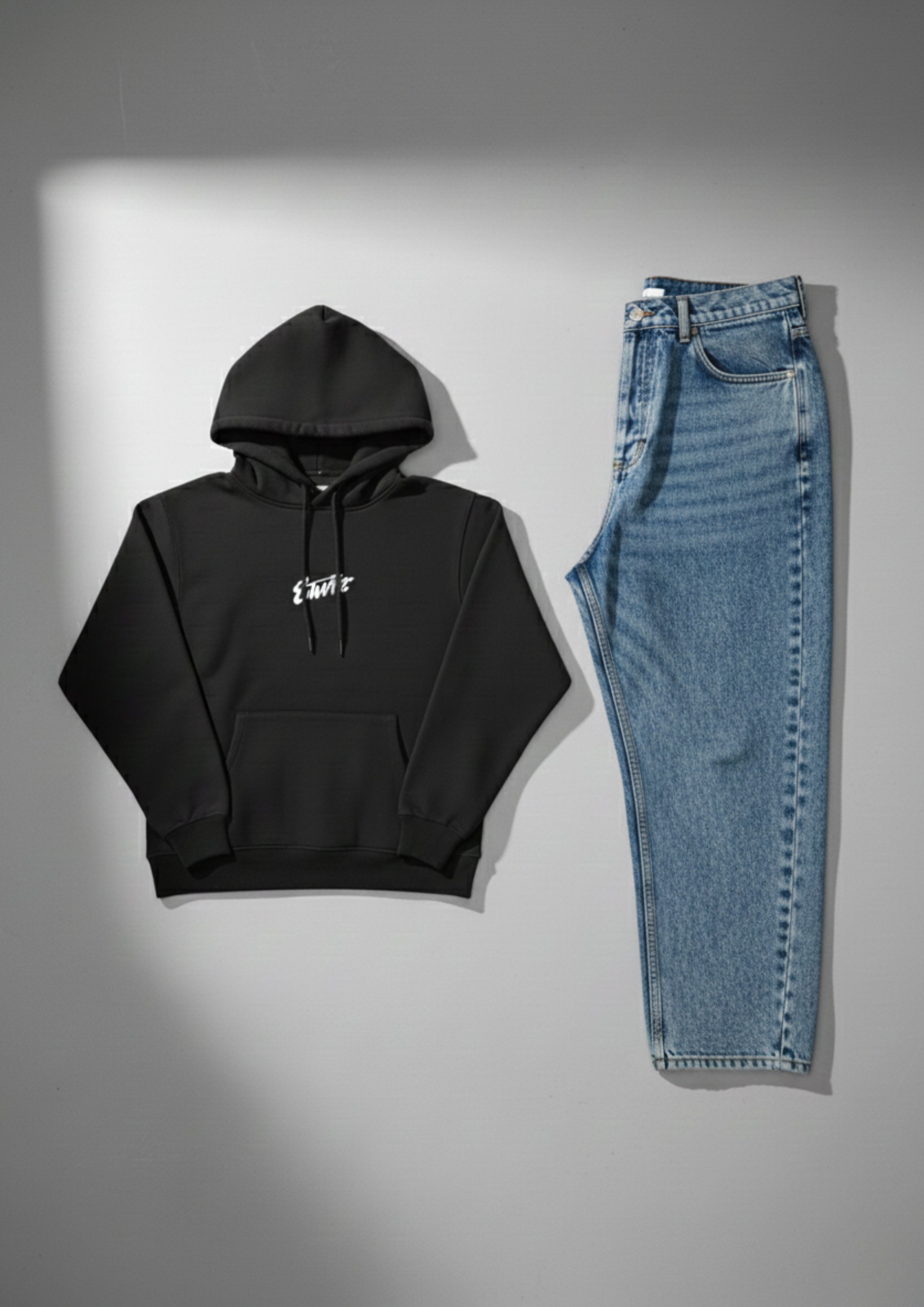 Eterna Black Hoodie & City Fade Denim Combo | Samasel