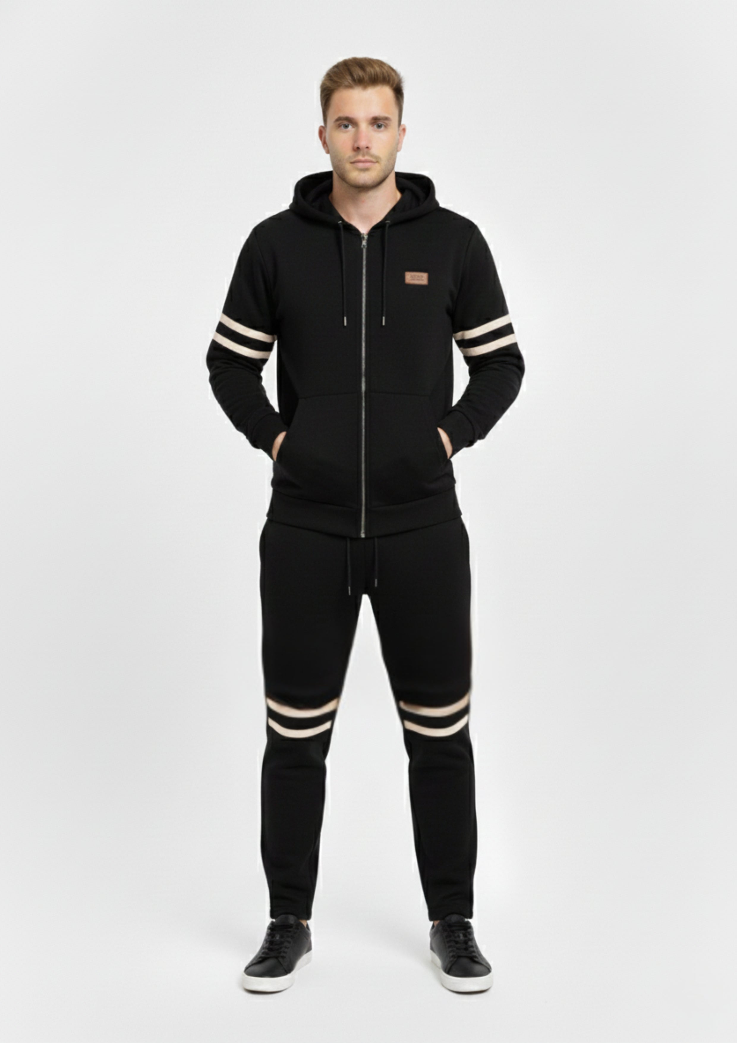 Onyx Warrior Tracksuit - Black Striped Performance Set