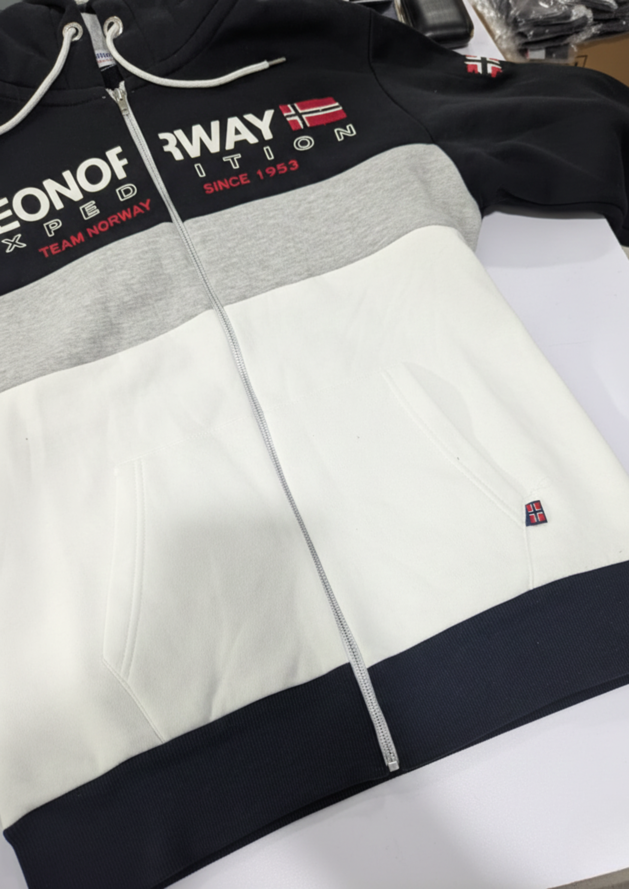 Midnight Contrast Colorblock Zipper Hoodie