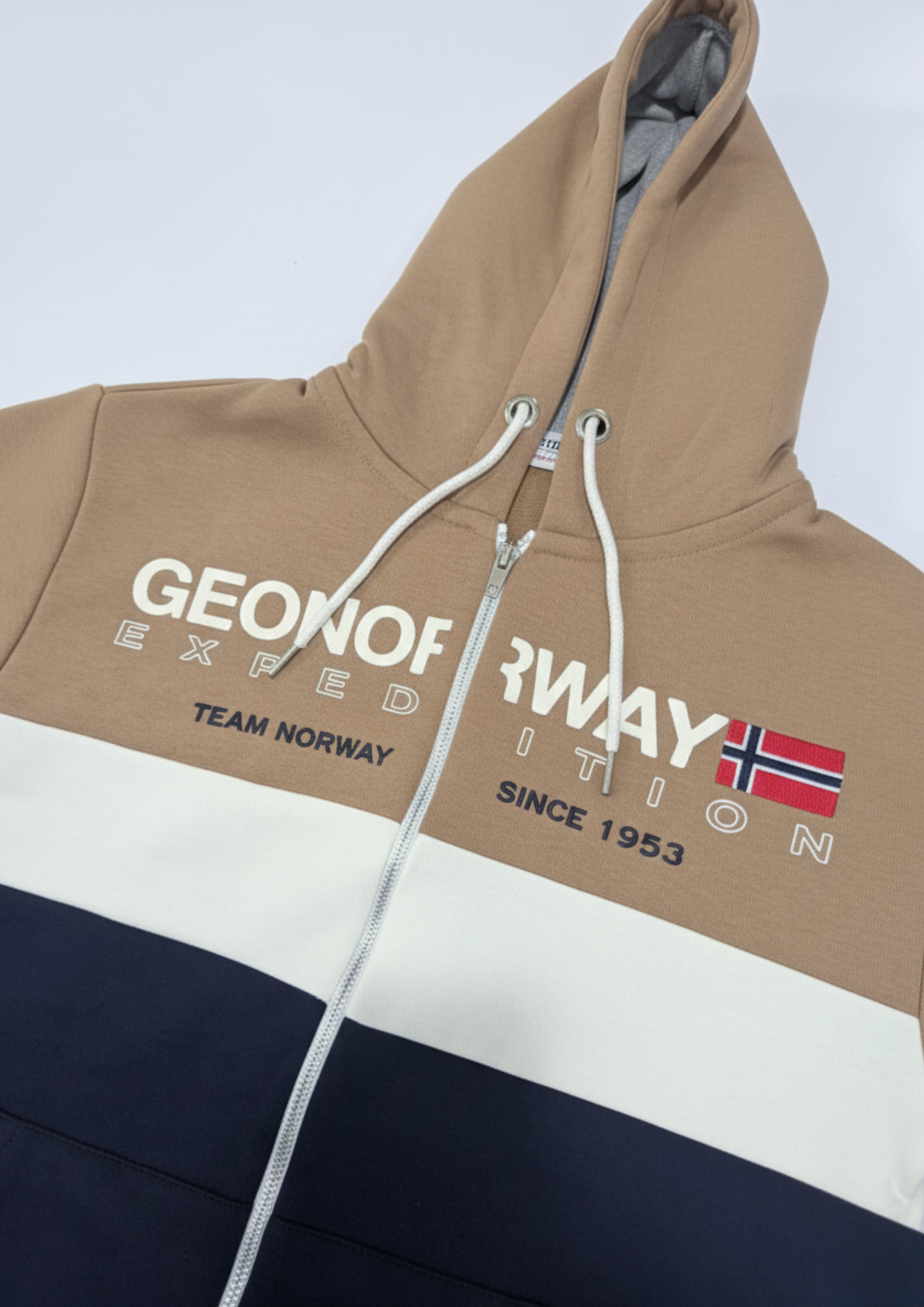 Heritage Camel & Navy Zipper Hoodie