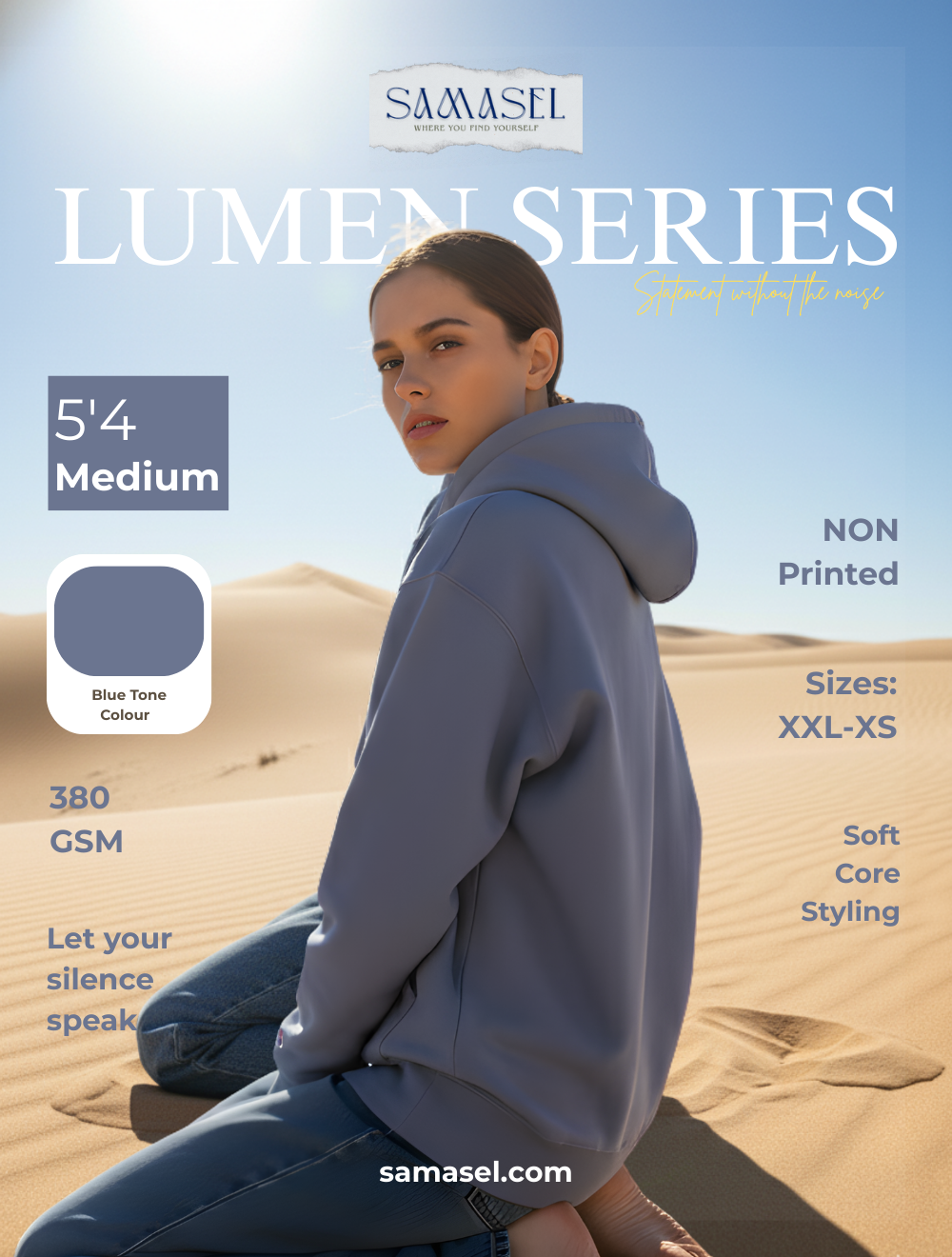 Glaci Blue Oversize Hoodie